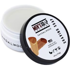 Men’s Soap Company Shaving Soap for Men and Women 4.0oz Refill Puck Made with Natural Vegan Plant Ingredients - Shea Butter & Vitamin E Create Thick Shave Soap Lather for Skin Protection, Sandalwood in Saudi Arabia