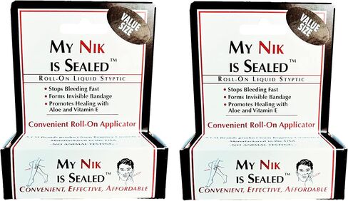 COSMETICALLY SEALED My Nik Is Sealed Roll-On Liquid Styptic | 2 PACK 12ml Value Size | First Aid in a Tube | Made in USA in Saudi Arabia
