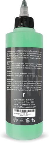 Facón Transparent Non-Foaming Clear Shave Gel with Skin Soothing Aloe Vera, Cooling Menthol Peppermint Oil, Bourbon Luxury Scent - Extra Glide for an Ultra-Clean Smooth Shave (10 fl oz / 296 ml) in Kuwait