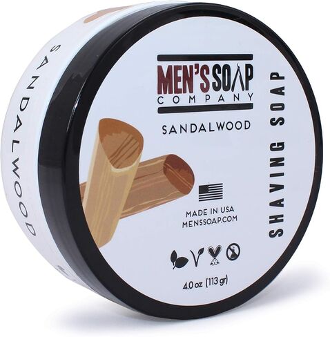 Men’s Soap Company Shaving Soap for Men and Women 4.0oz Refill Puck Made with Natural Vegan Plant Ingredients - Shea Butter & Vitamin E Create Thick Shave Soap Lather for Skin Protection, Sandalwood in Saudi Arabia