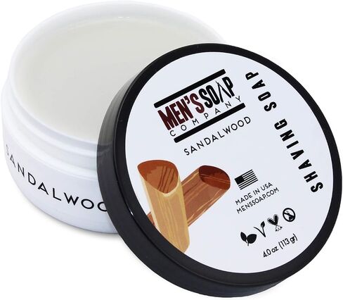 Men’s Soap Company Shaving Soap for Men and Women 4.0oz Refill Puck Made with Natural Vegan Plant Ingredients - Shea Butter & Vitamin E Create Thick Shave Soap Lather for Skin Protection, Sandalwood in Saudi Arabia