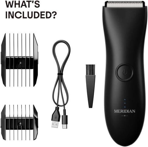 Meridian - The Trimmer - Electric Body & Groin Hair Trimmer - Waterproof and Cordless for Wet/Dry Use - Painlessly Remove Hair to Feel Fresh Down There - for Men & Women - 90 Min Battery Life - Onyx in Kuwait