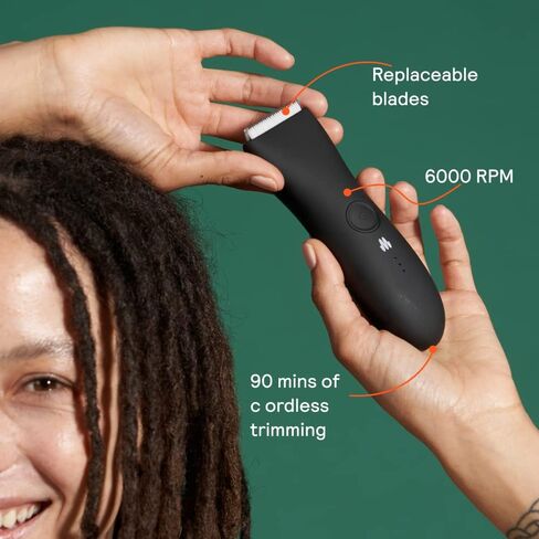 Meridian - The Trimmer - Electric Body & Groin Hair Trimmer - Waterproof and Cordless for Wet/Dry Use - Painlessly Remove Hair to Feel Fresh Down There - for Men & Women - 90 Min Battery Life - Onyx in Kuwait