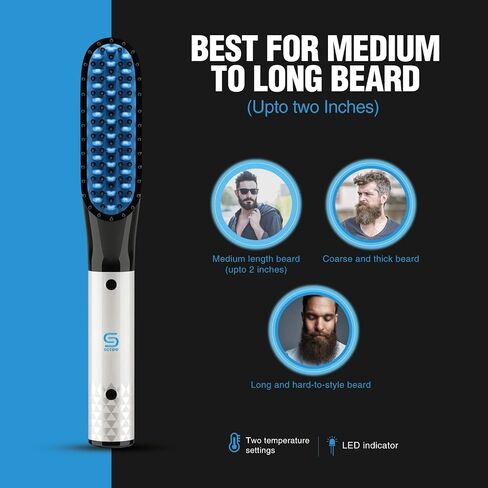مكواة فرد اللحية مع بلسم اللحية وزيت نمو اللحية واللحية، فرشاة تمليس الشعر 3 في 1، مشط تمليس اللحية، هدايا فريدة من نوعها للرجال والنساء in Kuwait