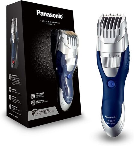Panasonic Cordless Men's Beard Trimmer With Precision Dial, Adjustable 19 Length Setting, Rechargeable Battery, Washable - ER-GB40-S (Blue) in Saudi Arabia