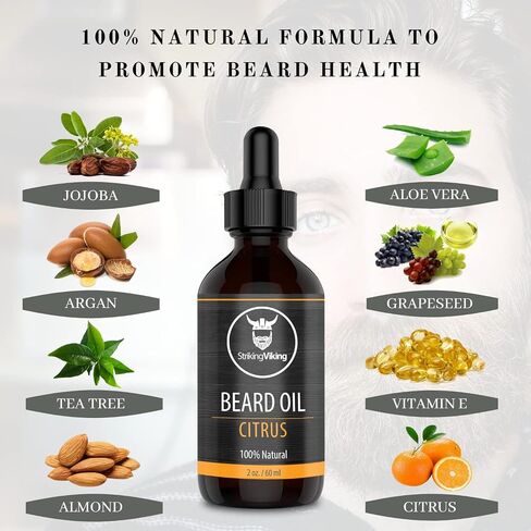 Striking Viking Beard Oil - Cedarwood Scent Large 2 oz - Natural Formula With Tea Tree Argan & Jojoba Beard Oils - Softens Smooths & Strengthens Beard - Scented Beard Oil for Men - Beard Oil Cedarwood in Saudi Arabia