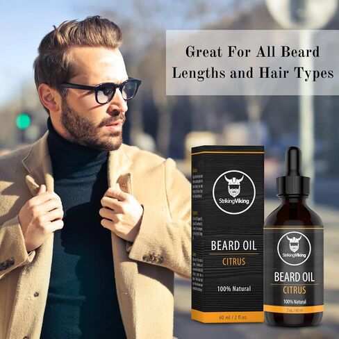Striking Viking Beard Oil - Cedarwood Scent Large 2 oz - Natural Formula With Tea Tree Argan & Jojoba Beard Oils - Softens Smooths & Strengthens Beard - Scented Beard Oil for Men - Beard Oil Cedarwood in Saudi Arabia