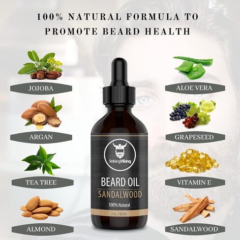 Striking Viking Beard Oil - Cedarwood Scent Large 2 oz - Natural Formula With Tea Tree Argan & Jojoba Beard Oils - Softens Smooths & Strengthens Beard - Scented Beard Oil for Men - Beard Oil Cedarwood in Saudi Arabia