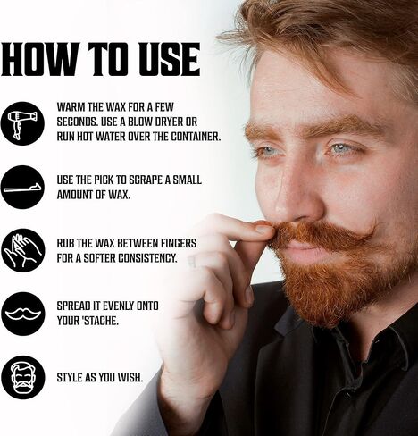 عبوتان من شمع الشارب - شمع اللحية والشارب القوي للرجال - ثبات قوي يساعد على تدريب الترويض والأناقة - روائح الحمضيات وخشب الصندل - 0.5 أونصة لكل منهما in Kuwait