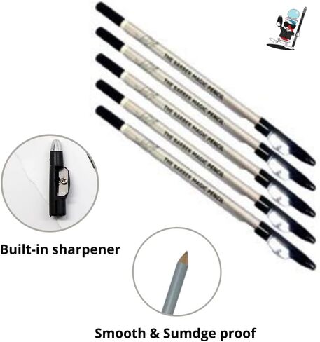 Barber Magic Pencil Supplies Lineup Tool 4 Men Perfect Hairline Over Beard, Mustache And Eyebrow Beard Stencil Works With Hair Trimming, Shaver And Razor With Built-in Sharpener in Saudi Arabia