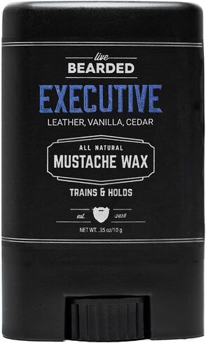 Live Bearded: Mustache Wax Stick - Made in the USA with All-Natural Ingredients - Beeswax, Lanolin, Jojoba Oil, Essential Oils - Medium Hold Mustache & Beard Wax for Men - 1880 Scent, 0.35 Oz in Kuwait