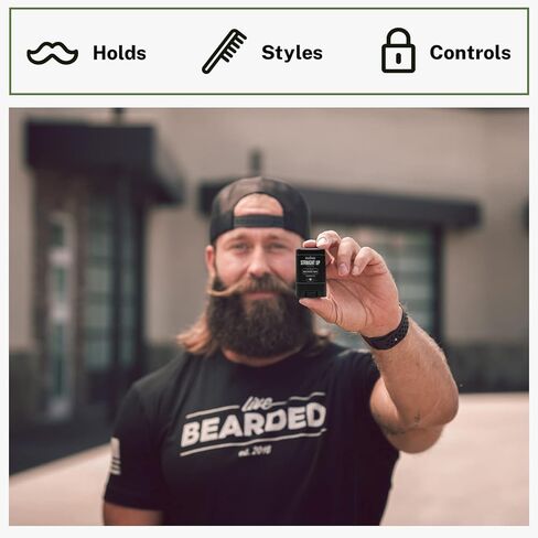 Live Bearded: Mustache Wax Stick - Made in the USA with All-Natural Ingredients - Beeswax, Lanolin, Jojoba Oil, Essential Oils - Medium Hold Mustache & Beard Wax for Men - 1880 Scent, 0.35 Oz in Kuwait