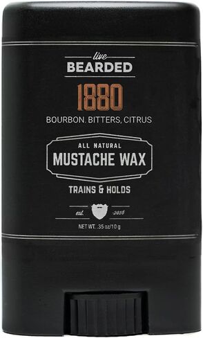Live Bearded: Mustache Wax Stick - Made in the USA with All-Natural Ingredients - Beeswax, Lanolin, Jojoba Oil, Essential Oils - Medium Hold Mustache & Beard Wax for Men - 1880 Scent, 0.35 Oz in Kuwait