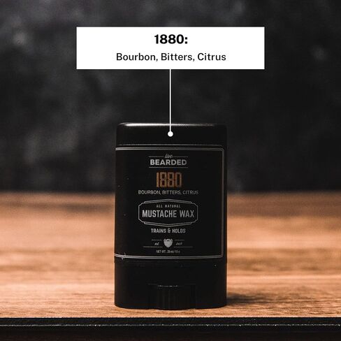 Live Bearded: Mustache Wax Stick - Made in the USA with All-Natural Ingredients - Beeswax, Lanolin, Jojoba Oil, Essential Oils - Medium Hold Mustache & Beard Wax for Men - 1880 Scent, 0.35 Oz in Kuwait