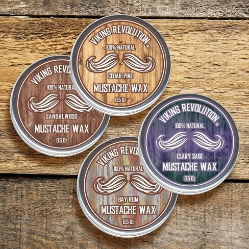 Mustache Wax 4 Variety Pack - Beard & Moustache Wax for Men - Strong Hold Helps Train Tame & Style- Sandalwood, Clary Sage, Cedar Pine, Bay Rum Styles in Saudi Arabia
