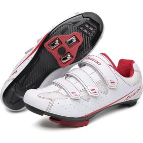 Unisex Cycling Shoes Compatible with Peloton Bike Indoor Road Bike Shoes Riding Shoes with Pre-Installed Delta Cleats for Mens and Women, Clip Indoor Outdoor Bike Pedal - 3 Straps