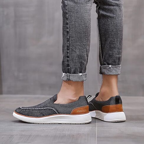 YOJANEO Men's Walking Shoes Knit Comfort Slip on Sneakers for Men Fashion Loafers Shoes Mens in Saudi Arabia