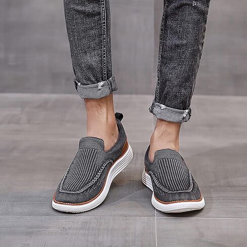 YOJANEO Men's Walking Shoes Knit Comfort Slip on Sneakers for Men Fashion Loafers Shoes Mens in Saudi Arabia