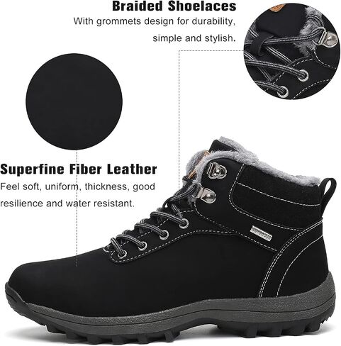 Mishansha Mens Hiking Boots Womens Winter Warm Snow Boot Water Resistant Non Slip Soft Lined in Saudi Arabia