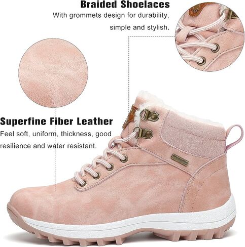 Mishansha Mens Hiking Boots Womens Winter Warm Snow Boot Water Resistant Non Slip Soft Lined in Saudi Arabia
