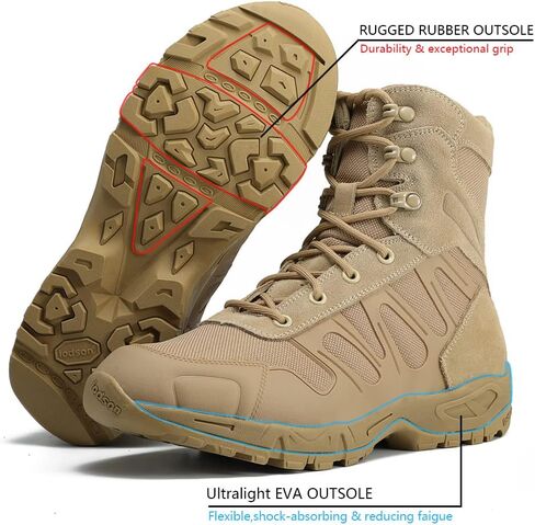 Men's Military Tactical Boots - Lightweight and Durable Work Boots for Outdoor, Combat, Jungle, Hiking, Backpacking in Kuwait