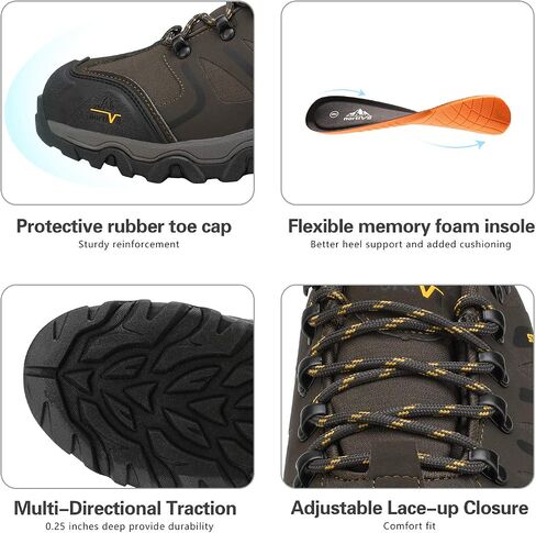NORTIV 8 Men's Low Top Waterproof Hiking Shoes | Rubber Toe Cap, Slip-Resistant Outsole and Cushioned Comfort Provide Support for Hiking, Trekking and Outdoor Adventures in Kuwait