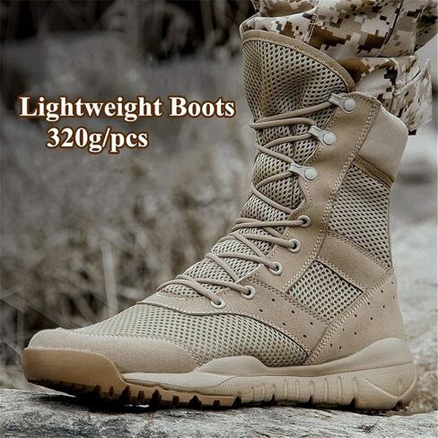 KEHAIOO Men Ultrallight Outdoor Climbing Shoes, Tactical Training Army Boots, Summer Breathable Mesh Hiking Desert Boot in Saudi Arabia