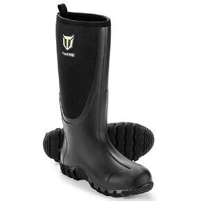 TIDEWE Rubber Boots for Men Multi-Season, Waterproof Rain Boots with Steel Shank, 6mm Neoprene Durable Rubber Outdoor Hunting Boots (Black, Brown & Realtree Edge Camo & Next Camo G2)