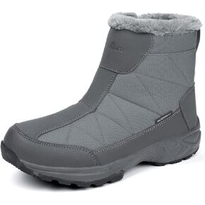SILENTCARE Men's Warm Snow Boots, Fur Lined Waterproof Winter Shoes, Anti-Slip Lightweight Ankle Boot