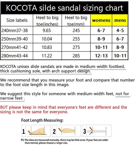 KOCOTA Mens and Womens Arch Support Recovery Slide Sandals in Saudi Arabia