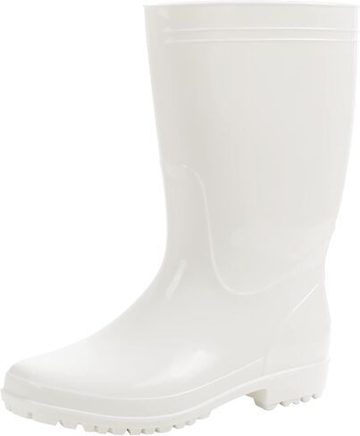 Comwarm Men's Mid-calf Rain Boots Waterproof Anti-Slip Black PVC Adult Outdoor Work Rubber Boots in Kuwait