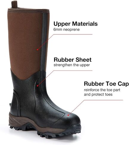 TIDEWE Rubber Neoprene Boots for Men and Women, Waterproof Rain Boot | Sturdy 6mm Neoprene Hunting Boots for Arctic Outdoor Use, Heat-Retaining Insulation Rain Boots with Reinforced Toe in Saudi Arabia