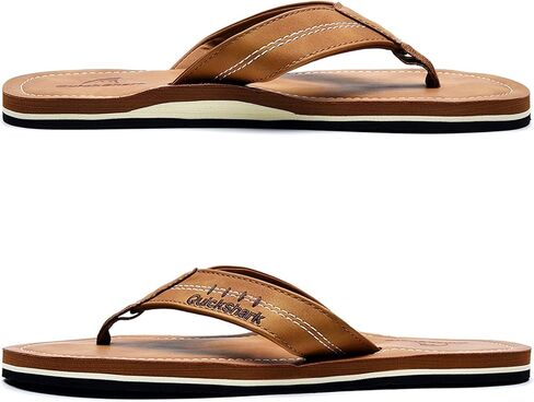 Quickshark Mens Flip Flops Leather Thong Sandals Arch Support Beach Slippers in Saudi Arabia
