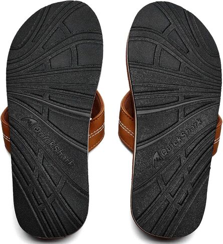 Quickshark Mens Flip Flops Leather Thong Sandals Arch Support Beach Slippers in Saudi Arabia