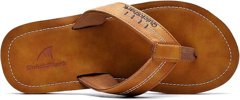 Quickshark Mens Flip Flops Leather Thong Sandals Arch Support Beach Slippers in Saudi Arabia