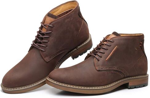 Arkbird Men's Chukka Boots, Leather Ankle Dress Boot Casual Oxfords Lace Up Work Shoes in Kuwait