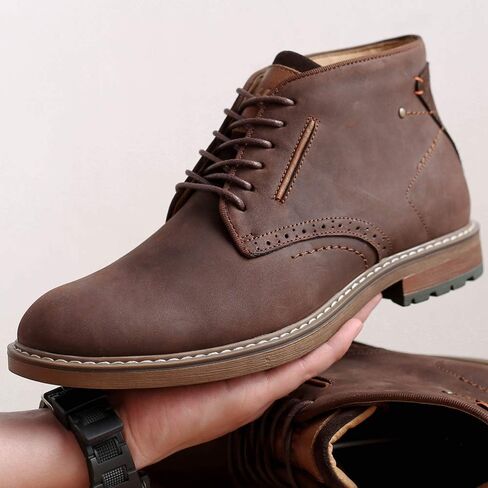Arkbird Men's Chukka Boots, Leather Ankle Dress Boot Casual Oxfords Lace Up Work Shoes in Kuwait