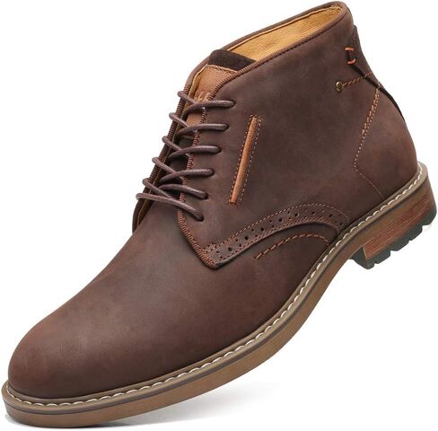 Arkbird Men's Chukka Boots, Leather Ankle Dress Boot Casual Oxfords Lace Up Work Shoes in Kuwait