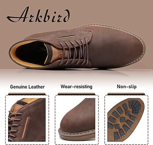 Arkbird Men's Chukka Boots, Leather Ankle Dress Boot Casual Oxfords Lace Up Work Shoes in Kuwait