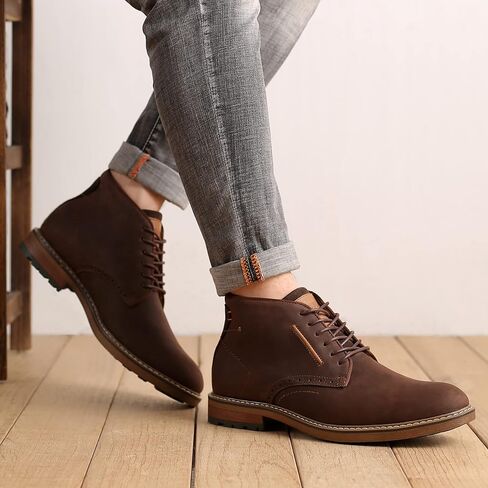 Arkbird Men's Chukka Boots, Leather Ankle Dress Boot Casual Oxfords Lace Up Work Shoes in Kuwait