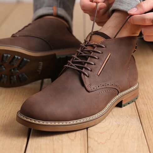 Arkbird Men's Chukka Boots, Leather Ankle Dress Boot Casual Oxfords Lace Up Work Shoes in Kuwait