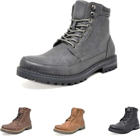 Bruno Marc Men's Motorcycle Combat Oxford Boot Fur Lining Warm Zipper Boots in Kuwait