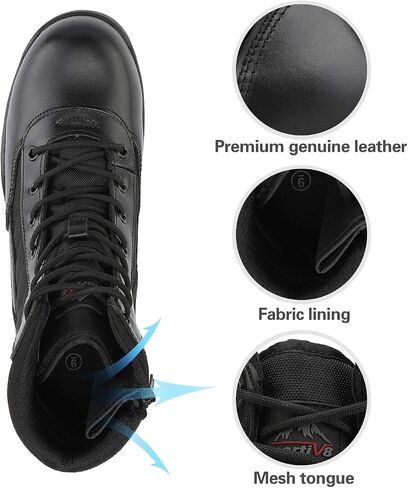 NORTIV 8 Men's Military Tactical Work Boots Side Zipper Leather Motorcycle Combat Boots in Kuwait