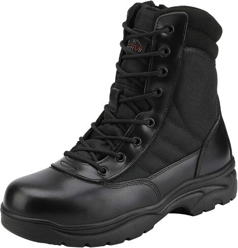 NORTIV 8 Men's Military Tactical Work Boots Side Zipper Leather Motorcycle Combat Boots in Kuwait
