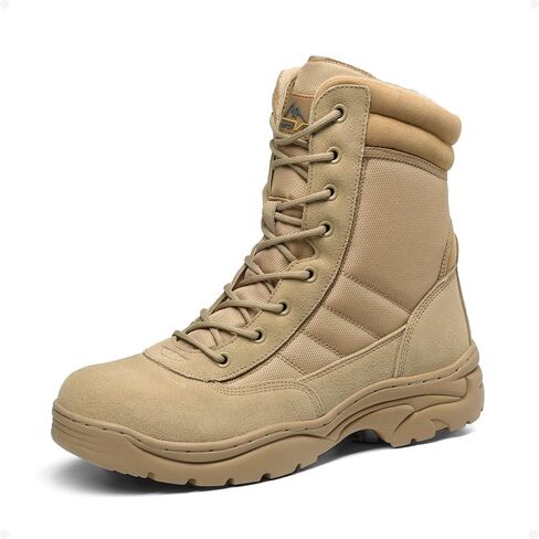 NORTIV 8 Men's Military Tactical Work Boots Side Zipper Leather Motorcycle Combat Boots in Kuwait