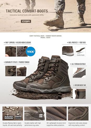 CQR Men's Military Tactical Boots, Lightweight 6 Inches Combat Boots, Durable EDC Outdoor Work Boots in Saudi Arabia