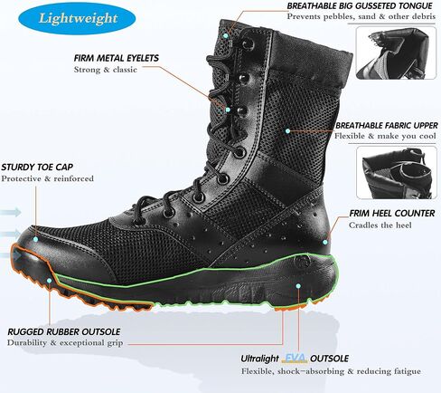 WWOODTOMLINSON Men's LD Lightweight Combat Boots Microfiber/Suede Leather Military Tactical Boots in Saudi Arabia