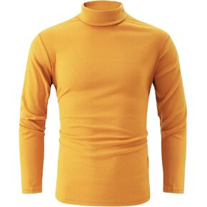 jonivey Mens Basic Turtleneck Long Sleeve Solid Casual Knitted T-Shirt Pullover Tops