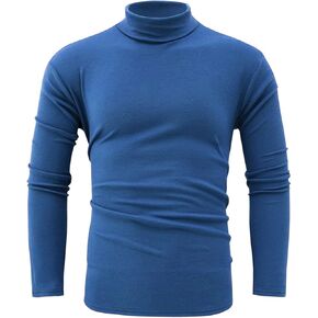 jonivey Mens Basic Turtleneck Long Sleeve Solid Casual Knitted T-Shirt Pullover Tops