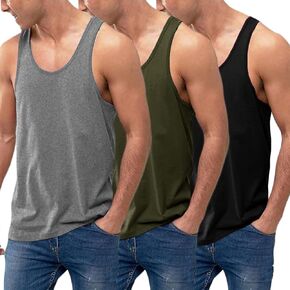 COOFANDY Men's 3 Pack Tank Tops Cotton Performance Sleeveless Casual Classic T Shirts in Saudi Arabia